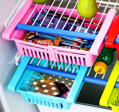 MACARIZE Containers Kitchen Rack Plastic 02 pc ADJUSTABLE Fridge Rack Collapsible innovated by JAPANESE Technology ORIGINAL PRODUCT ONLY