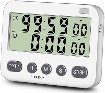 sasy Dual Timer for Laboratory Timer and Digital Kitchen Timer with Stopwatch COUNTUP Countdown Alarm Large Display Flash Light Magnetic Stand Useful in Cooking, Sports and Office Digital Kitchen Timer