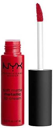 NYX PROFESSIONAL MAKEUP Soft Matte Metallic Lip Cream, Liquid Lipstick - Monte Carlo, Deep Cranberry