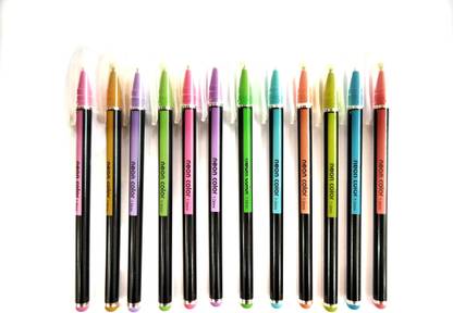 Definite Pastel Gel Pen Neon Color 1.00mm Nib Multicolor 12 Pcs for Art and Craft Gel Pen