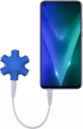 play run Blue ™ 3.5mm 6 - Port Multi Headphone Splitter (Blue) Phone Converter