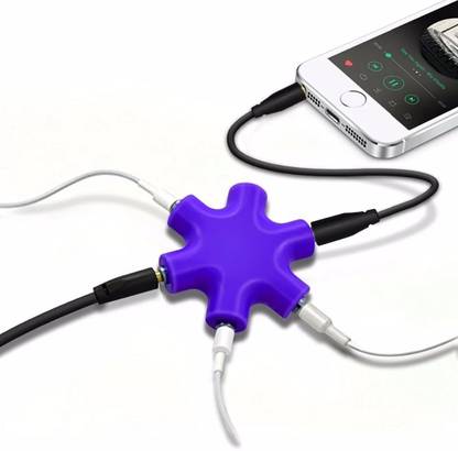 play run Purple ™ 3.5mm 6 - Port Multi Headphone Splitter (Purple) Phone Converter