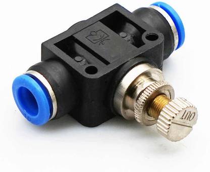 sl plastic Pipe Throttle Valve Push In Speed Controller Pneumatic Air Flow Control Valve Quick-connect 8mm (1 Pcs) 1-Way Tee Pipe Joint