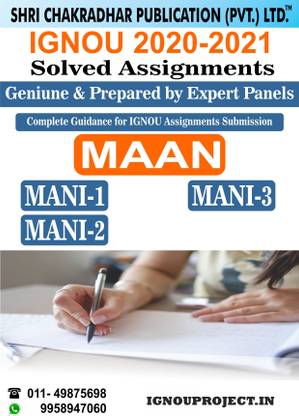 MANI 1 MANI 2 MANI 3 COMBO (MAAN) Master Of Arts (Anthropology) IGNOU SOLVED ASSIGNMENT