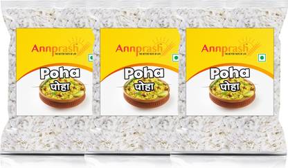 Annprash PREMIUM QUALITY POHA /FLATTENED RICE - 3KG (1KGx3) Poha (Long Grain, Raw)