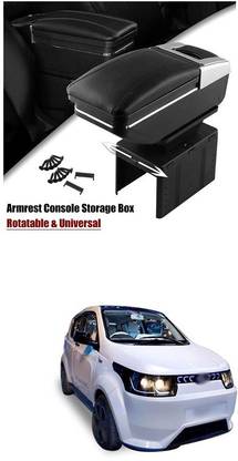 PRTEK Universal Car Armrest Console Storage Box Rotatable Black Leather Center Box A114 Car Armrest