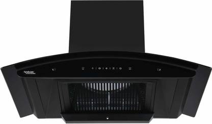 Hindware Oasis Blk 90 Cm Wall Mounted Chimney , Filter-less , Motion Sensor ,1350 M3/Hr Auto Clean Wall Mounted BLACK 1350 CMH Chimney