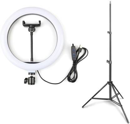 Alchiko Portable Big LED Selfie Ring Light for Smartphone to Capture Your Photo and Video with long 2.1 Stand for Live Streaming, LED Makeup, Video Conference, Online Classes Ring Flash