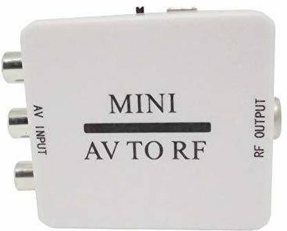 microware Mini HD Video Converter Box RCA AV CVSB to RF Video Adapter Converter Support RF 67.25Mhz 61.25Mhz AV to RF Scaler TV Switcher Media Streaming Device