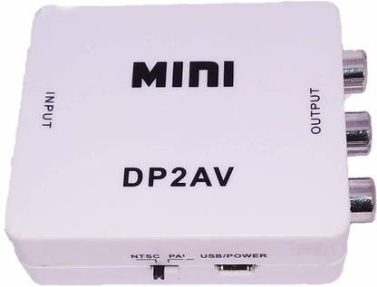 microware Mini 1080P DP Video Converter, Display Port DP to RCA DP2AV AV/CVSB-White Media Streaming Device