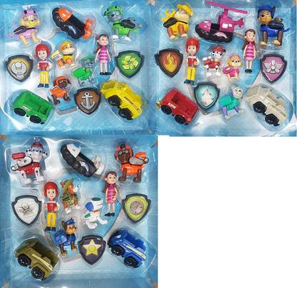 Galactic 13 In 1 Paw Patrol pup buddies Action Figure Pup & Badge, Ryder, Tracker, Robot Dog, Everest, Team Mission Toy Pup Buddies Ultimate Rescue Police Cruiser with Pretend Play Set for Kids. Without Box (3 Design Available 1 Design Sending)