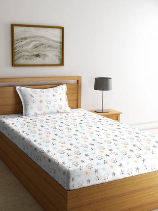 Blanc 9 300 TC Cotton Single Self Design Flat Bedsheet