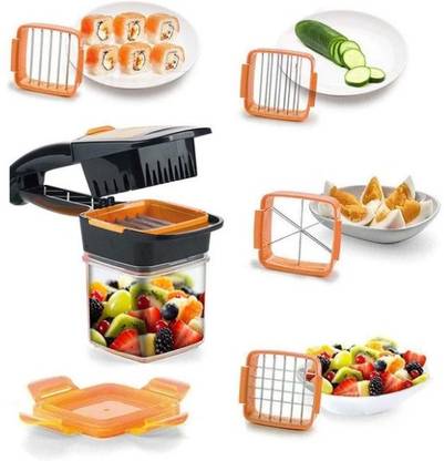 Simo 5 in 1 Multifunction Vegetable Cutter Manual Dicer with Container Box Vegetable Slicer