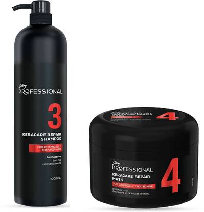 Godrej Professional Keracare Repair Sulphate Free Shampoo (1000ml) & Mask (500ml)