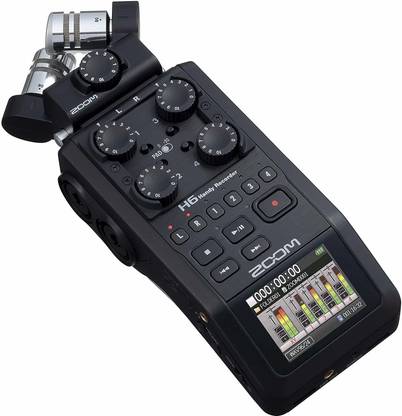 ZOOM H6 All Black (2020 Version) 6-Track Portable Recorder Stereo Microphones 4 XLR/TRS 6 Tracks Digital Multi-track Recorder