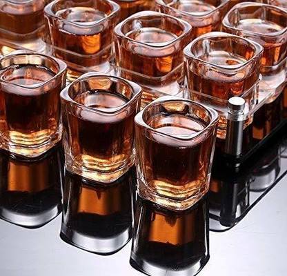 zinble (Pack of 12) Square Shape | 70 ml | Transparent | Wine | Tequila | Vodka | Rum | Gin | Champagne Flute | Brandy | Juice | Scotch | Great for Whisky Brandy Vodka and Tequila Shot | Shot Glass Set | Set of 12 Glass Set Shot Glass