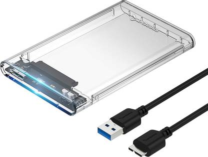 Sabrent 2.5-Inch SATA to USB 3.0 Tool-Free Clear External Hard Drive Enclosure 2.5 inch Shock Resistant Water Proof Hard Drive Enclosure