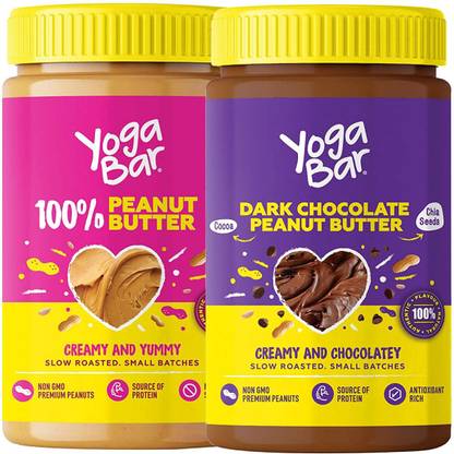 Yogabar Peanut Butter Unsweetened Creamy |Dark Chocolate