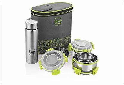BASIK Feather Line Click & Sip 4 Office Tiffin 4 Containers Lunch Box