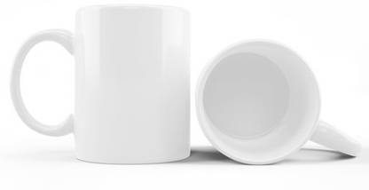 SPoofi Plain White Tea & Coffee Ceramic (Pack of 2, 350 ml)) Ceramic Coffee Mug