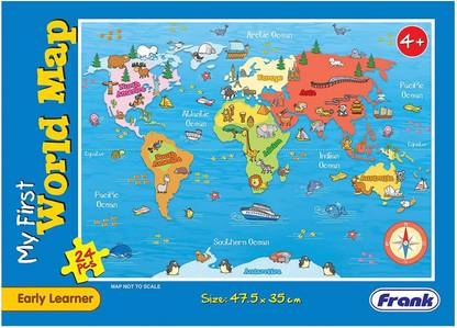 Frank My First World Map Puzzle – 35 x 47.5 cm, 24 Pieces 10148