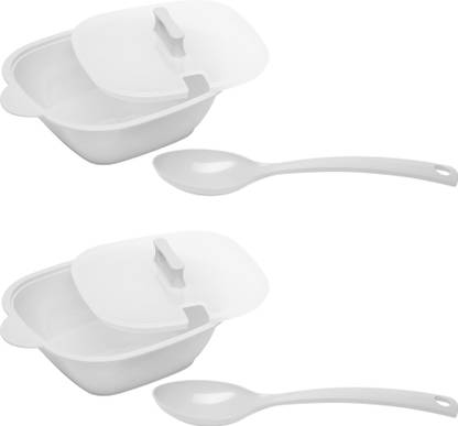 Gluman Microwave Safe Serving Bowl Set of 2 with Lid and Spoon Bowl, Spoon Serving Set