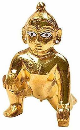 God Bless Laddu Gopal 5 No Pure Pittal / Kanha ji Murti /Laddu Gopal statue for pooja डेकोरेटिव शोपीस  -  13 cm