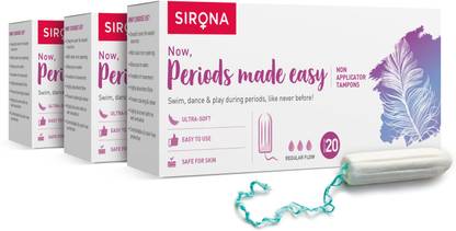 SIRONA Periods Made Easy Non Applicator Tampons for Regular Flow Tampons