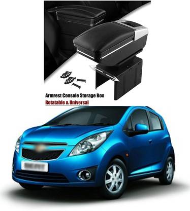PRTEK Universal Car Armrest Console Storage Box Rotatable Black Leather Center Box A6 Car Armrest