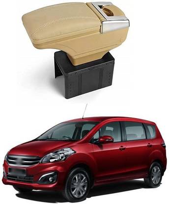 PRTEK  Stylish Car Armrest with Glass Holder & Ash Tray Beige & Chrome for all Cars (Universal) C166 Car Armrest