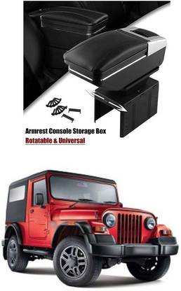 PRTEK Armrest Console Storage Box Rotatable Black Leather Center Box A112 Car Armrest