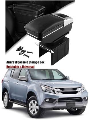 PRTEK Armrest Console Storage Box Rotatable Black Leather Center Box A100 Car Armrest