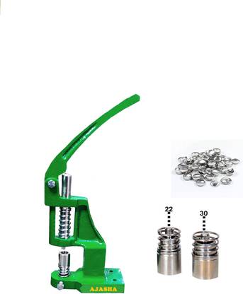 AJASHA Fabric button making machine with 2 steel dyes & 1500 Shells
