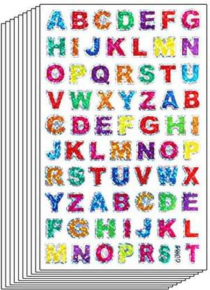 Ruisita 60 Sheets Glitter Letter Stickers Self-Adhesive Alphabet Stickers for Scrapbooking or Embellishment (Color 1)