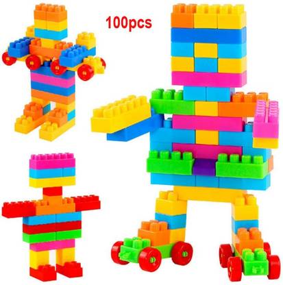 FRAONY Lego Blocks |100Pcs bulding Blocks | Educational Toys for Kids |with Bag Packing | Puzzle Assembling Shape