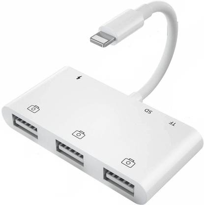 microware Lighting to USB HUB and Card Reader Compatible with iPhone & iPad (Lighting to 3 USB with Card Reader Adapter) Card Reader