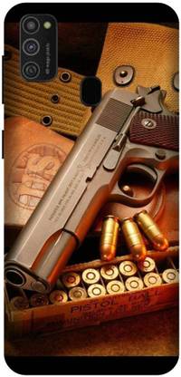 Yoprint Back Cover for Samsung M21 Gun, Pistol back cover