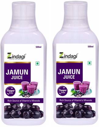 Zindagi Jamun Juice - Sugar Free And Diabetic Care - Fresh Black Plum Fruit Extract Drink (Pack of 2)