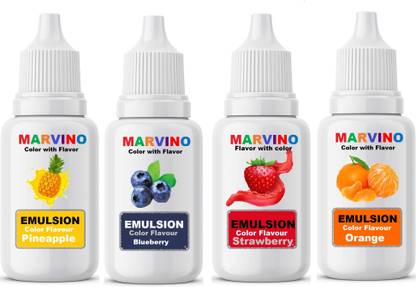 Marvino Emulsion Flavored Color for cakes icecreams pastries whipcreams Jellies Candies pack of 4 Pineapple Liquid Food Essence