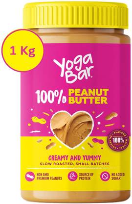 Yogabar 100% Pure Peanut Butter, Creamy, All Natural, High Protein, Vegan 1000 g