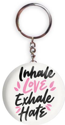 HOLA White Color Inhale Love Exhale Hate Pack of 1 Bottle Opener Key Chain