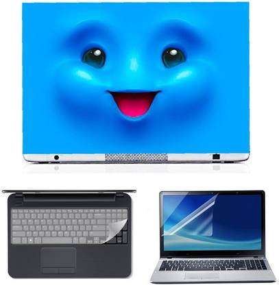 SDM blue modified lappy sweet face ultra hd printed 3d laptop skin sticker with screen card , key guard Combo Set