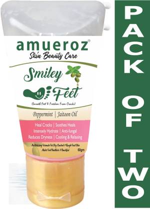 Amueroz Smiley Feet Crack Cream - PACK OF TWO , for Smooth | Anti fungal | Reduce Dryness | Cooling & Relaxing | Heel Repair Foot Cream