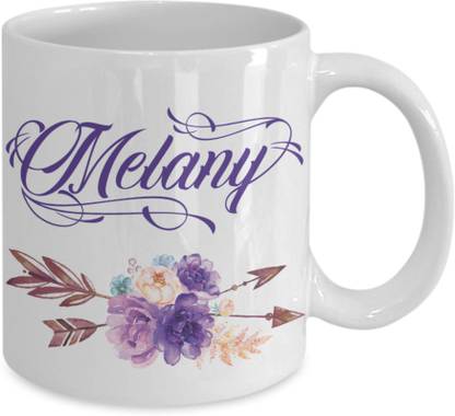 Sky Dot Custom Name Coffee Tea Cup Boho Style Flowers/Arrows/Purple Color Ceramic Coffee Mug