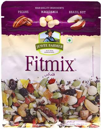 Jewel Farmer Fitmix with Sunflower, Pumpkin, Flax, & Muskmelon Seeds Mixed with Vitamin, Fiber & Protein Rich Dried Fruits & Nuts Assorted Fruit