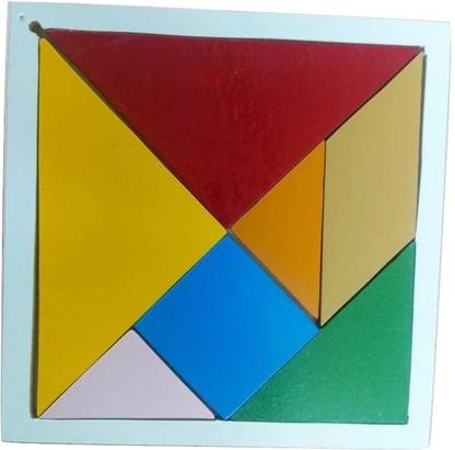 Ashmi Wooden Premium Quality Tangram 7 Piece Puzzle Square I.Q. Development Game Brain Teaser Intelligent Blocks Educational Toy Good Gift for Kids