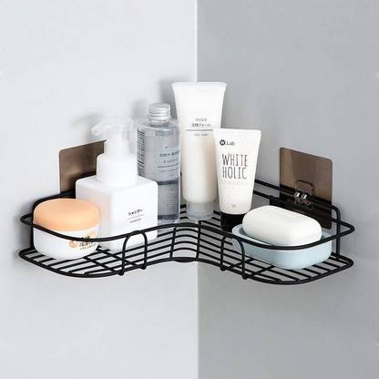 Savreen Self Adhesive Corner Shower Caddy Rack/Bathroom Corner Shelf Stainless Steel Wall Shelf