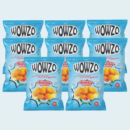 Wowzo Cheese Balls- Cheese Flavoured Snacks | Tasty | Not Fried | No Trans Fats (for Health) (Pack of 8)
