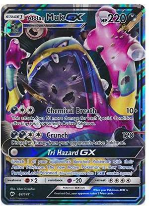 POKEMON Alolan Muk-GX - 84/147 - Ultra Rare - Sun Moon: Burning Shadows