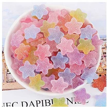 iSuperb 60pcs Slime Charms Mixed Candy Resin Charms Star Cabochon Mini Candy Model Clay Polymer Slime Beads for DIY EarringsPend